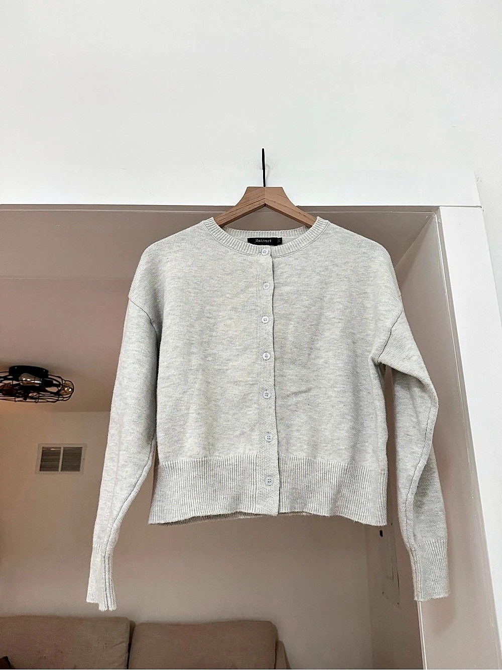Gray Button-Front Cardigan